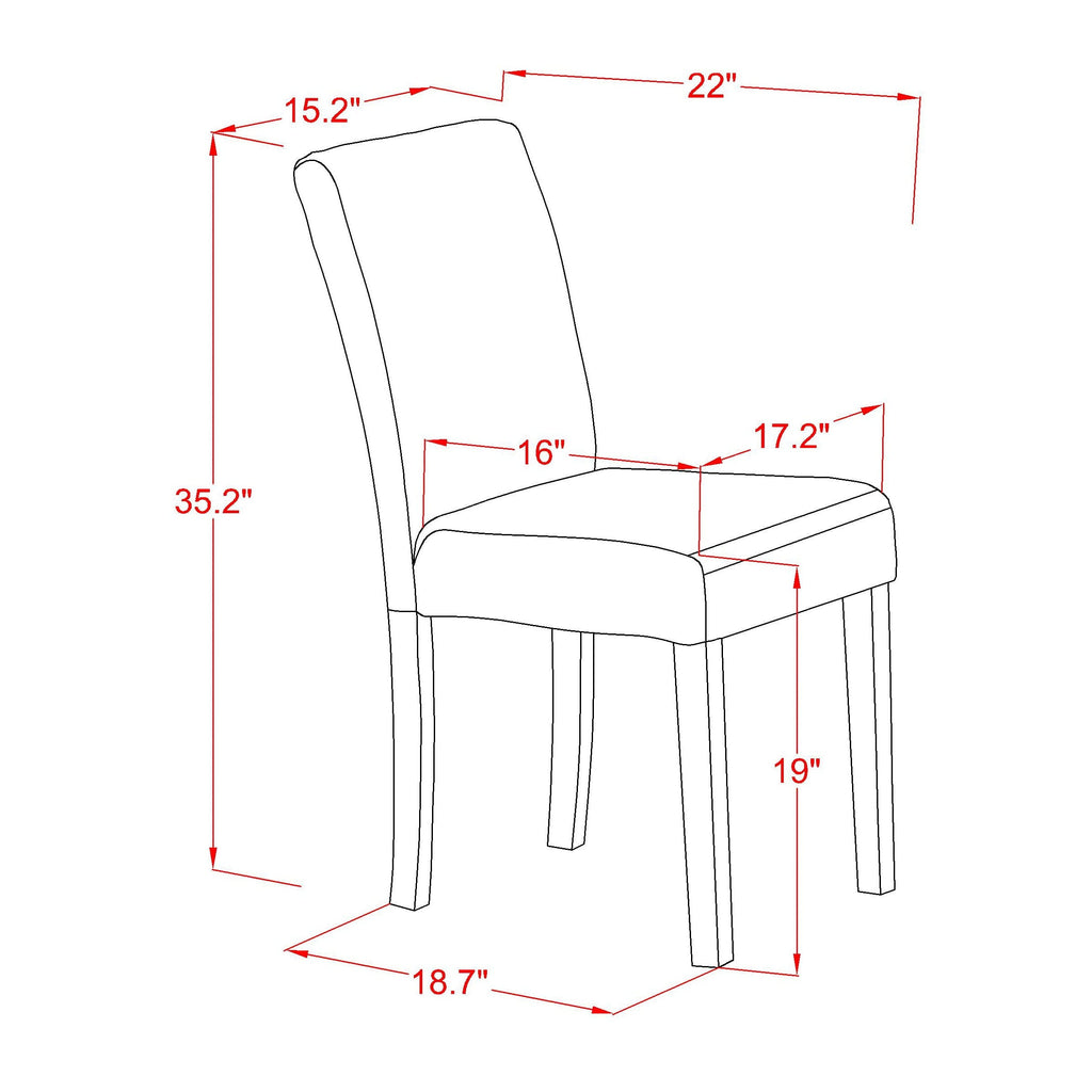 East West Furniture V027AB264-7 7 Piece Dining Room Furniture Set Consist of a Rectangle Dining Table with V-Legs and 6 White Faux Leather Upholstered Chairs