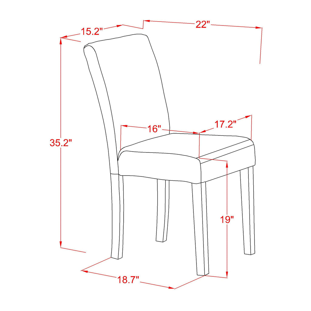 East West Furniture V627AB624-7 7 Piece Modern Dining Table Set Consist of a Rectangle Wooden Table with V-Legs and 6 Black Color Linen Fabric Parsons Dining Chairs