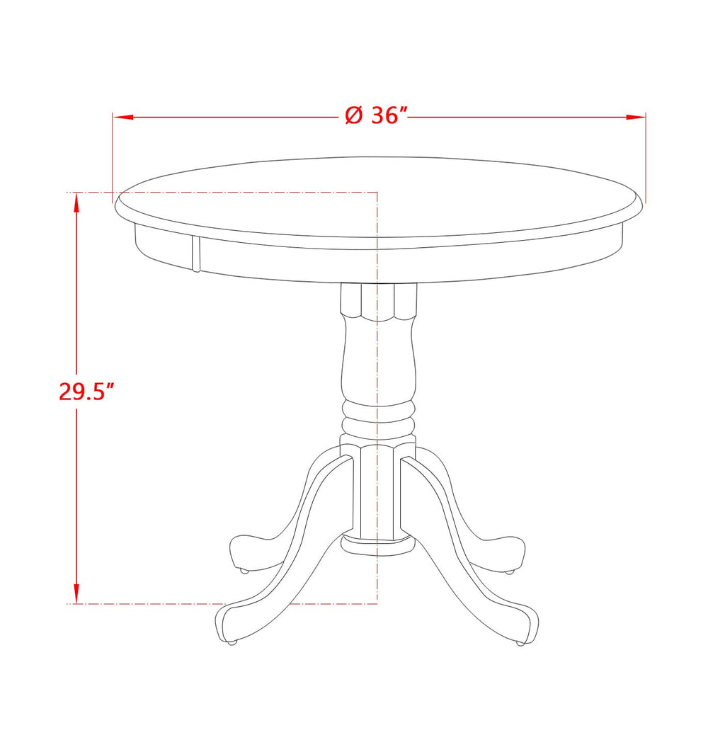 East West Furniture ASX15-AWA-04 -5 Piece Dining Set Includes a Round Kitchen Table with Antique Walnut Tabletop and 4 Stackable Linen Fabric Chairs, Antique Walnut