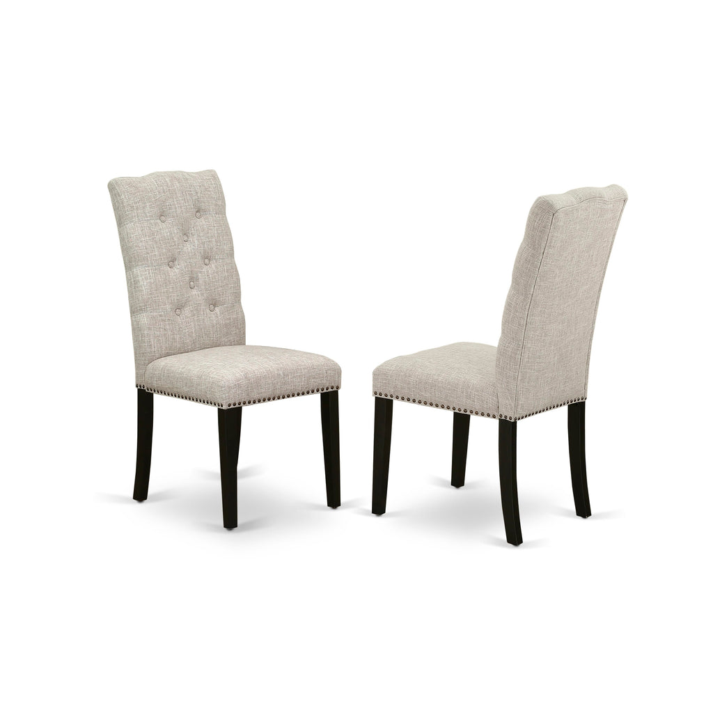 East West Furniture X626EL635-7 7 Piece Dinette Set Consist of a Rectangle Dining Room Table with X-Legs and 6 Doeskin Linen Fabric Parsons Dining Chairs