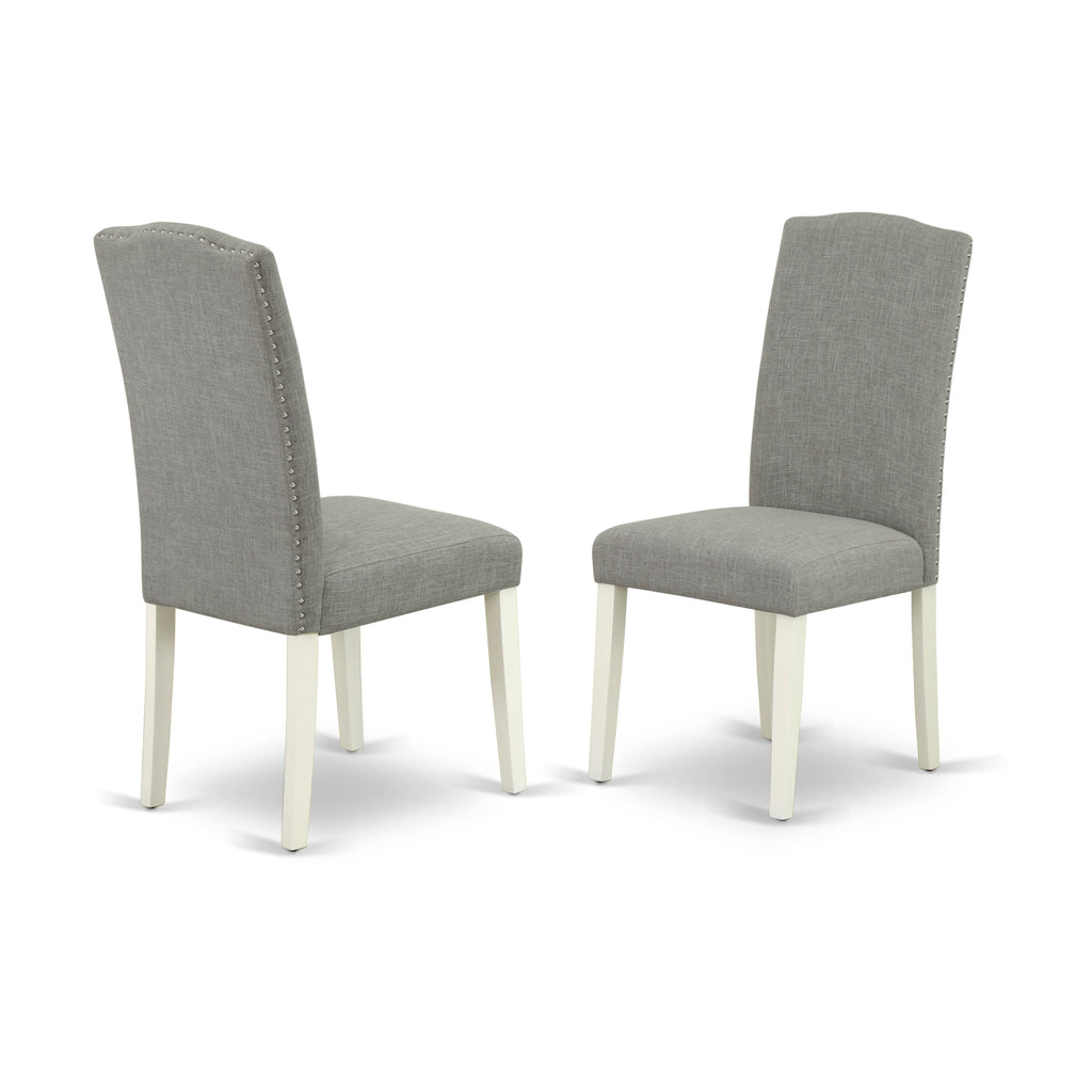 East West Furniture X026EN206-5 5 Piece Dinette Set Includes a Rectangle Dining Table with X-Legs and 4 Dark Shitake Linen Fabric Parson Dining Room Chairs