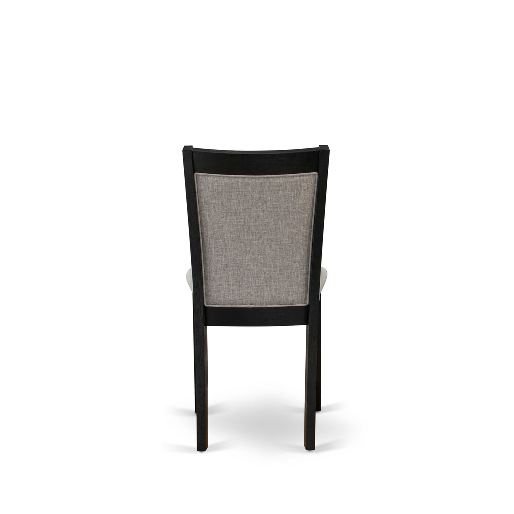 Luxe East West Furniture X12MZ-006-06 13-piece Dining Room Table Set a Rectangular Dining Table and 12 Shitake Linen Fabric Dining Chair, Wire Brushed Black Finish.