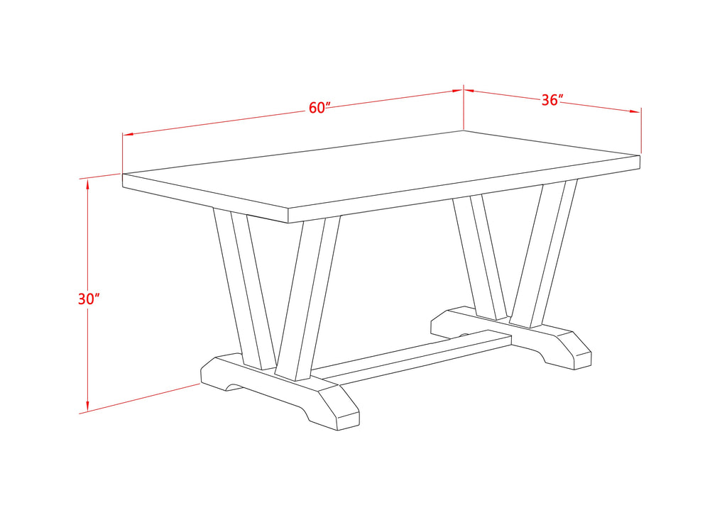 East West Furniture V726MZN32-7 7 Piece Modern Dining Table Set Consist of a Rectangle Wooden Table with V-Legs and 6 Light Beige Linen Fabric Parsons Dining Chairs