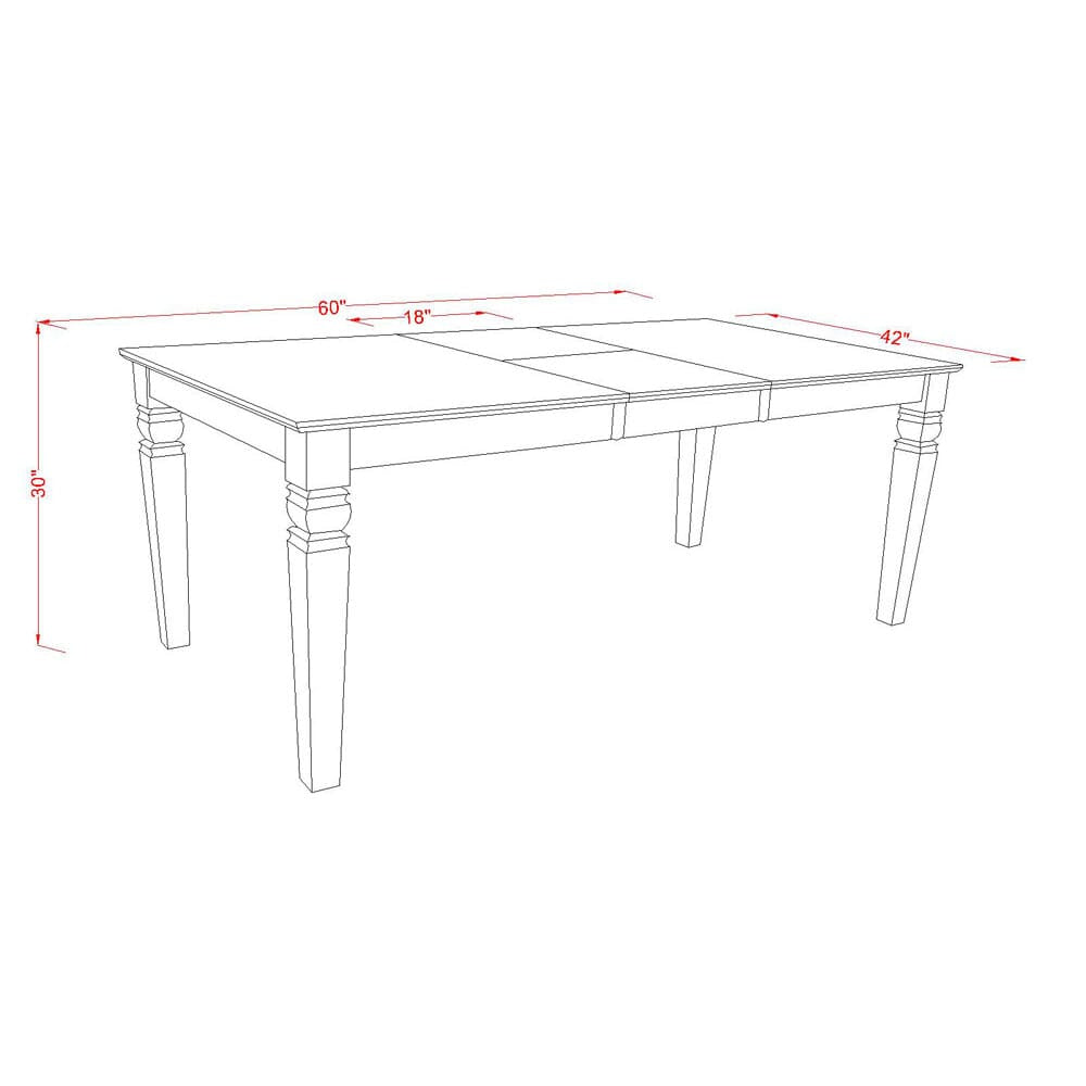 East West Furniture WEDA7-WHI-24 7 Piece Dining Table Set Contains a Rectangle Kitchen Table with Butterfly Leaf and 6 Padded Chairs, 42x60 Inch, linen white