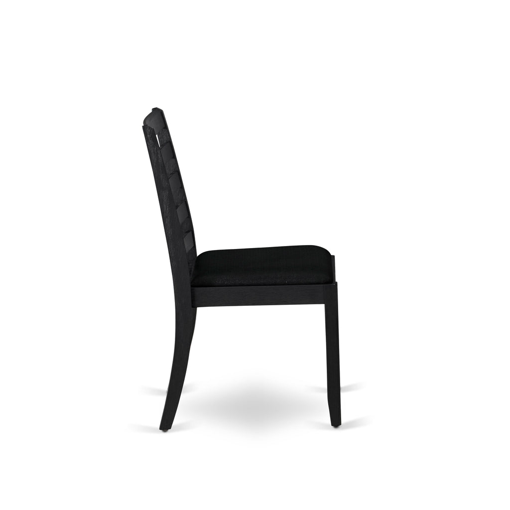 Luxe By East West Furniture X1P6T24 Dining Room Chair with Black Linen Fabric and upholstered back, Wire Brushed Black Finish,