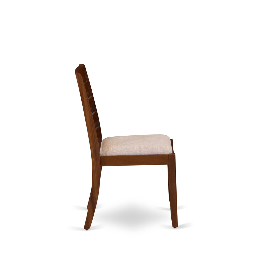 Luxe By East West Furniture X1P8T04 Dining Room Chair with Light Tan Linen Fabric and upholstered back, Antique Walnut Finish,