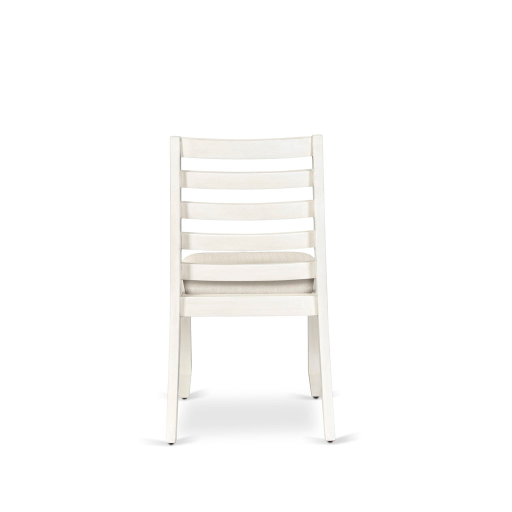 Luxe By East West Furniture X1PWT01 Dining Room Chair with Cream Linen Fabric and upholstered back Antique White Finish,