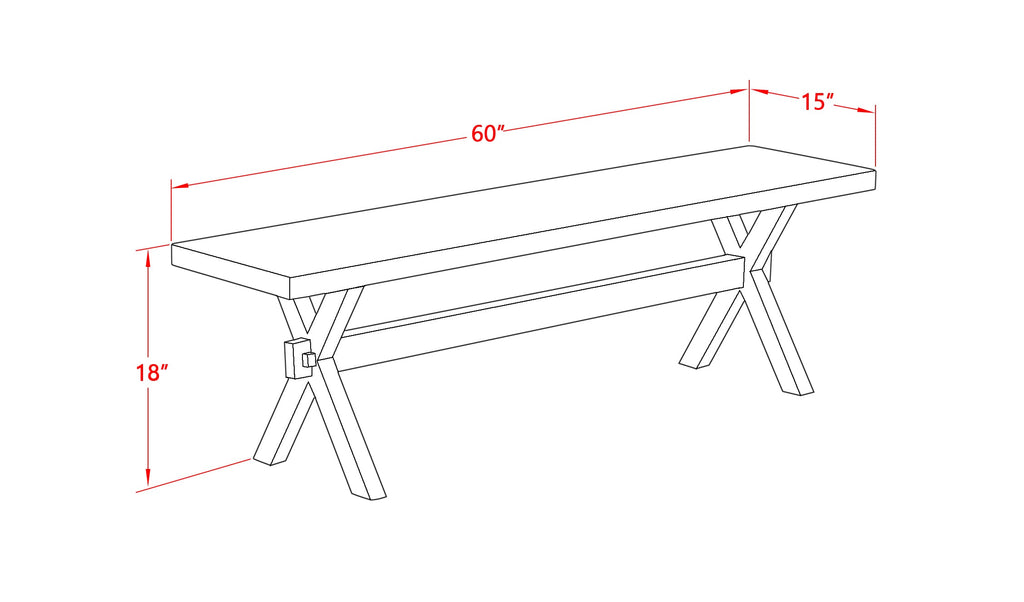 East West Furniture X026SI215-6 6 Piece Modern Dining Table Set Contains a Rectangle Wooden Table and 4 Baby Blue Linen Fabric Upholstered Chairs with a Bench