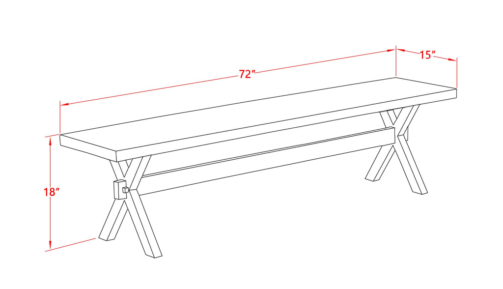 East West Furniture X027VE215-6 6 Piece Dinette Set Contains a Rectangle Dining Table with X-Legs and 4 Baby Blue Linen Fabric Parson Chairs with a Bench