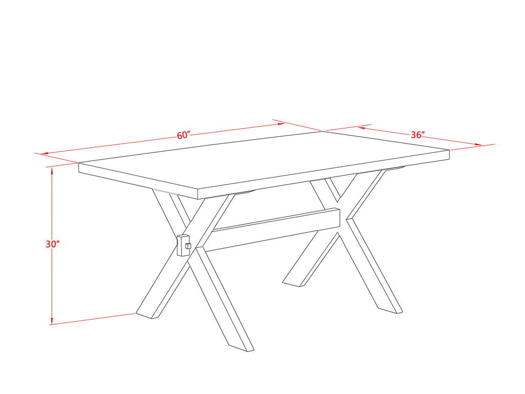 East West Furniture X026AB264-6 6 Piece Dining Table Set Contains a Rectangle Dining Room Table with X-Legs and 4 White Faux Leather Parson Chairs with a Bench