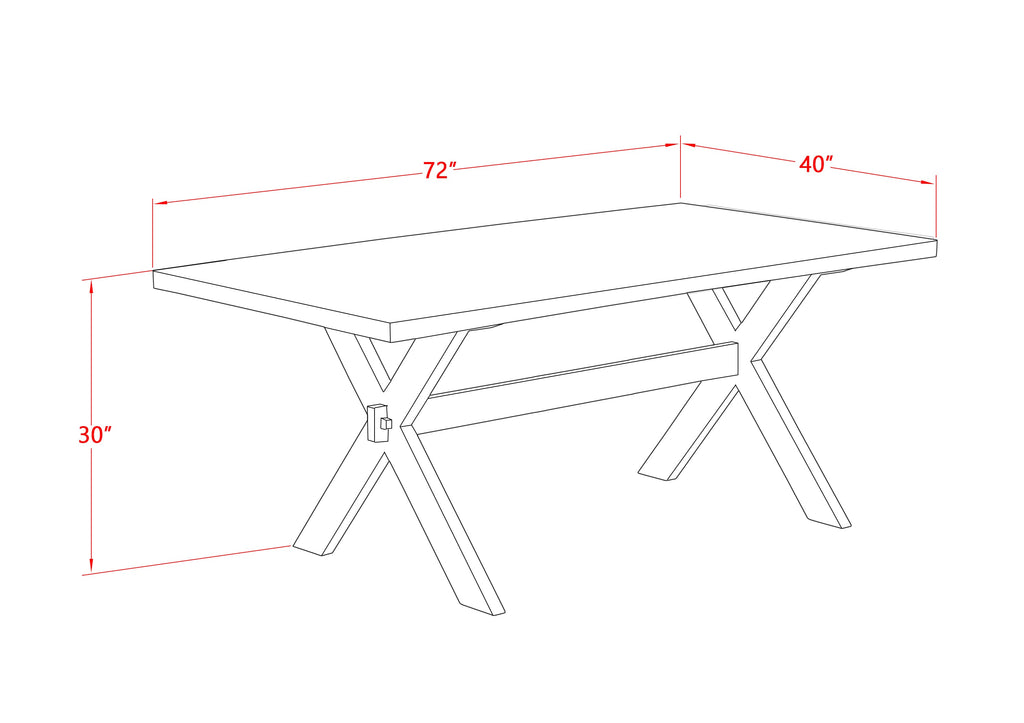 East West Furniture X027VE215-7 7 Piece Kitchen Table Set Consist of a Rectangle Dining Table with X-Legs and 6 Baby Blue Linen Fabric Parson Dining Chairs