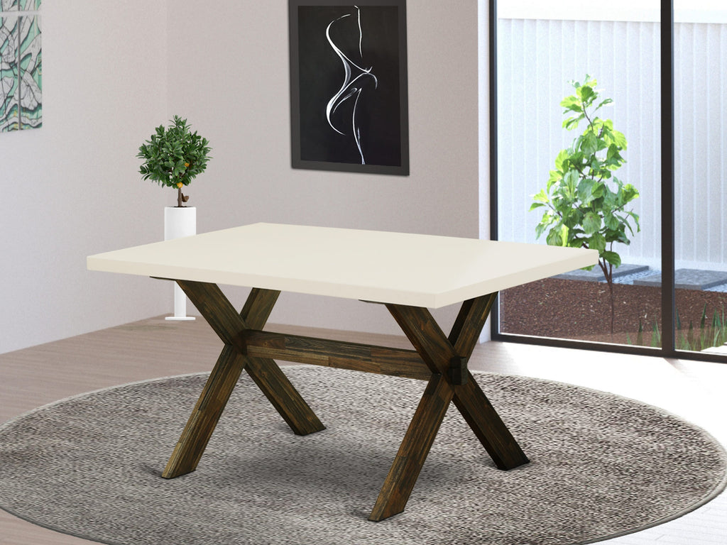 East West Furniture X2-726 3 Piece Dining Room Table Set  Contains a Rectangle Kitchen Table with X-Legs and 2 Dining Bench