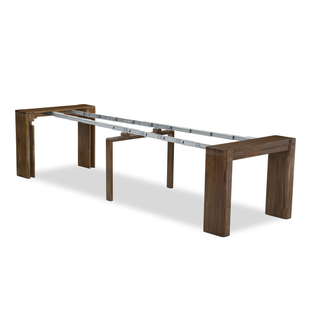 Luxe by East West Furniture X0000-2C8-00 - 4 Pieces Extendable Dining Set Includes 1 Extendable Kitchen Table, 1 Coffee Table and 2 Modern Benches, Antique Walnut.