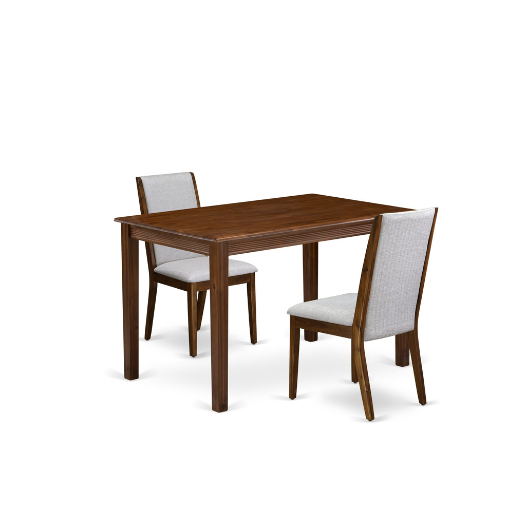 East West Furniture YALA3-AWA-05 3 Piece Kitchen Table & Chairs Set Consist of a Rectangle Dining Room Table and 2 Upholstered Parson Chairs, 30x48 Inch, Antique Walnut