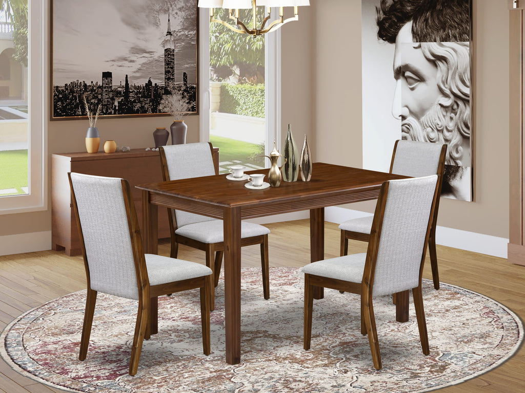 East West Furniture YALA5-AWA-05 5 Piece Dinette Set for Small Spaces Includes a Rectangle Dining Table and 4 Parson Kitchen Chairs, 30x48 Inch, Antique Walnut
