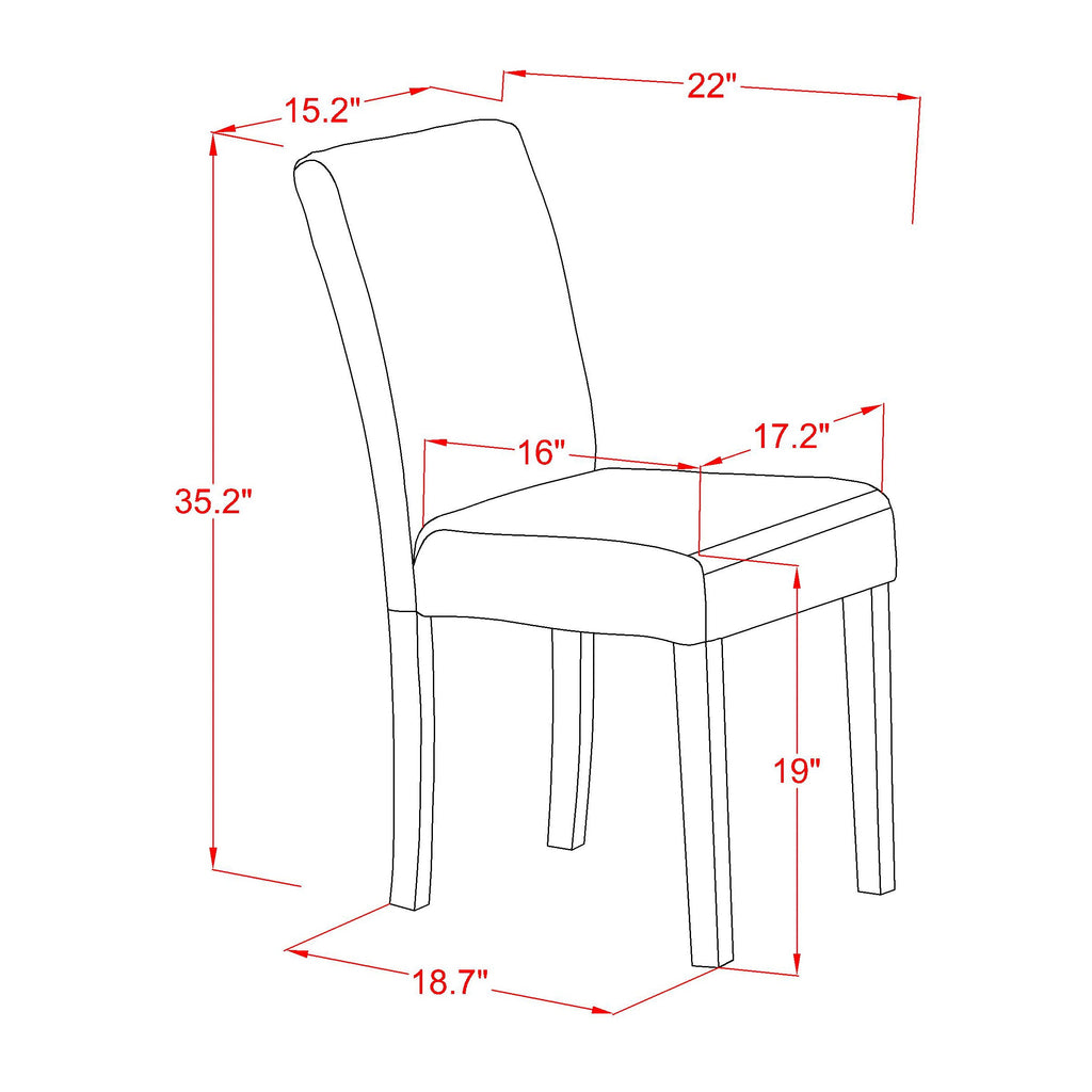 East West Furniture 1NDAB5-LWH-64 5 Piece Dinette Set for 4 Includes a Rectangle Dining Room Table with Dropleaf and 4 White Faux Leather Parson Dining Chairs, 30x48 Inch, Linen White