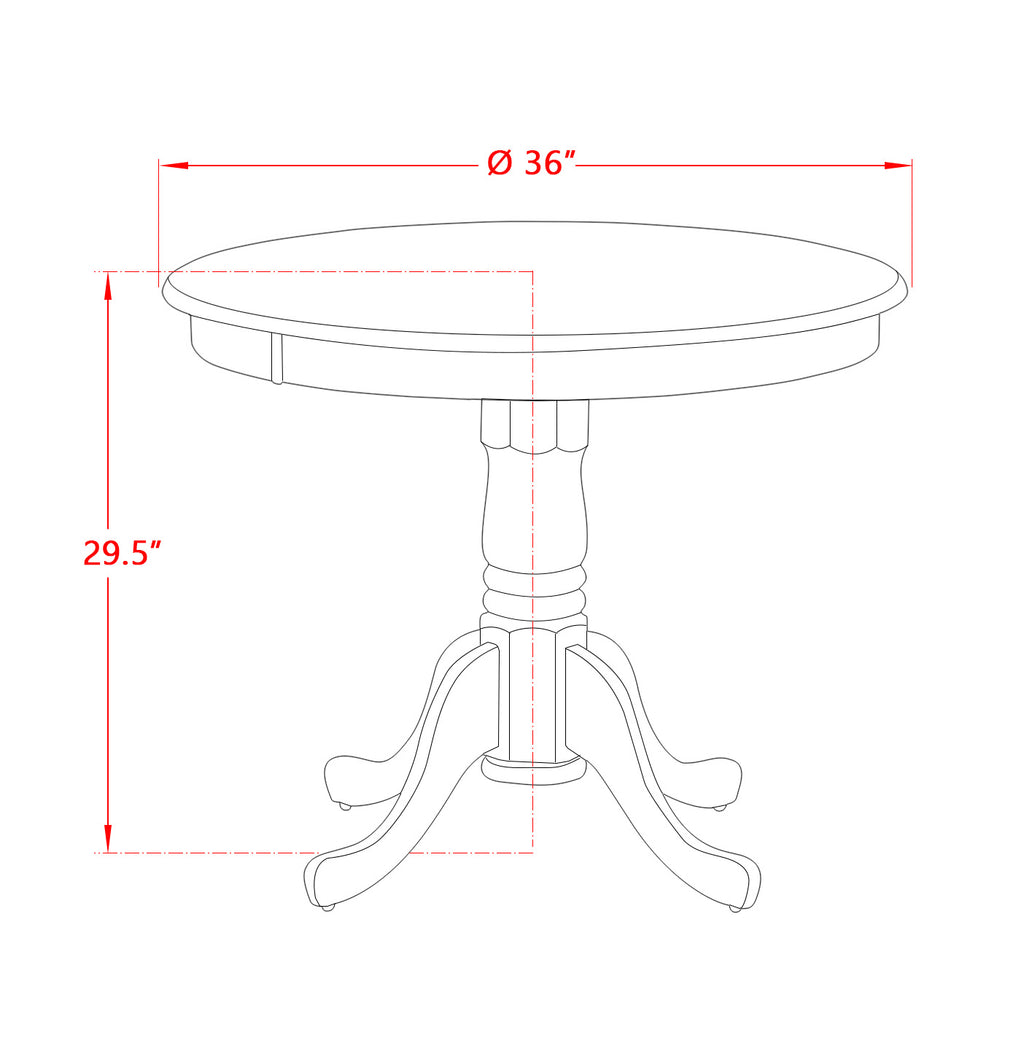 East West Furniture AMAN3-OAK-W 3 Piece Dining Room Furniture Set Contains a Round Dining Table with Pedestal and 2 Wood Seat Chairs, 36x36 Inch, Oak