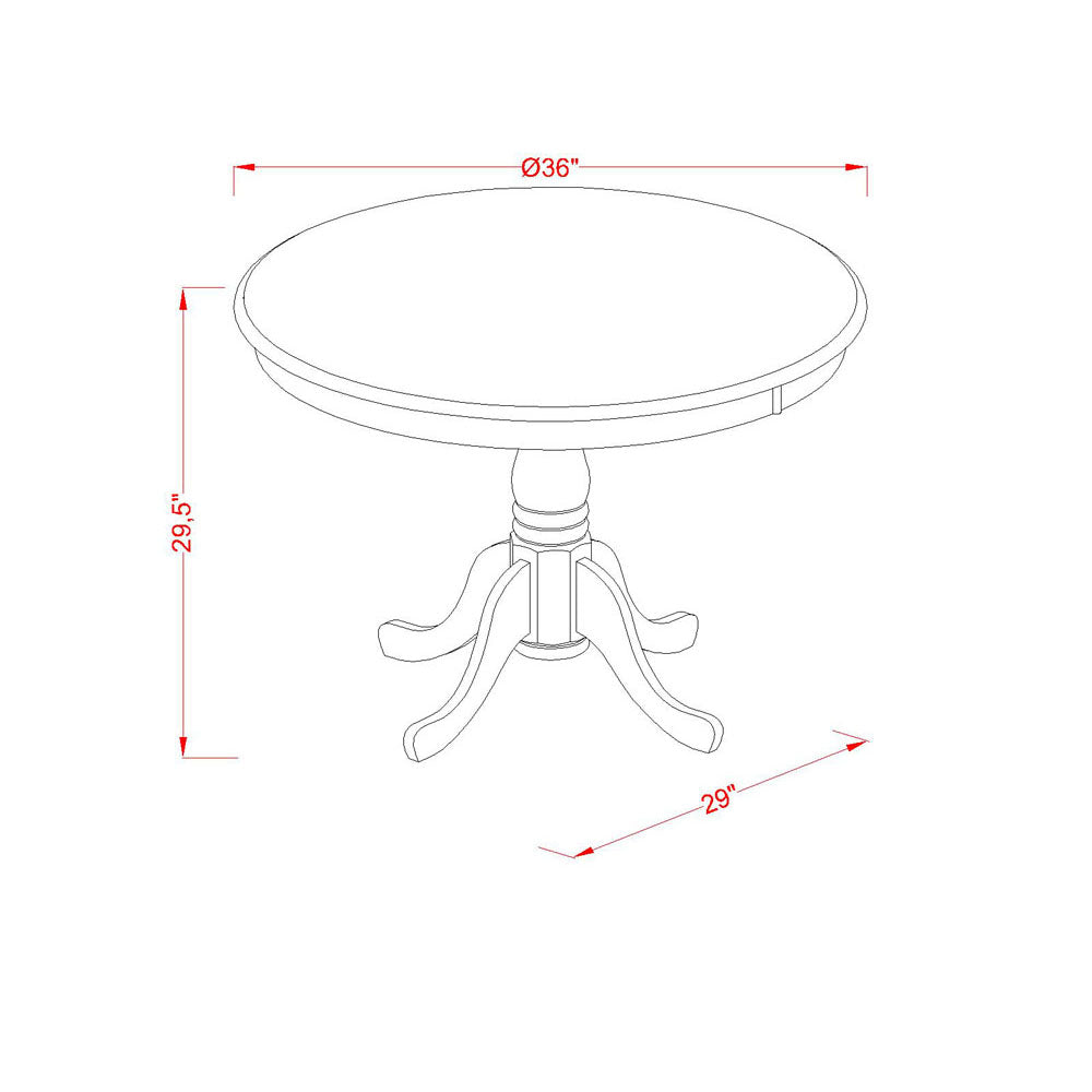 East West Furniture ANLG3-BCH-W 3 Piece Dining Room Table Set  Contains a Round Kitchen Table with Pedestal and 2 Dining Chairs, 36x36 Inch, Black & Cherry