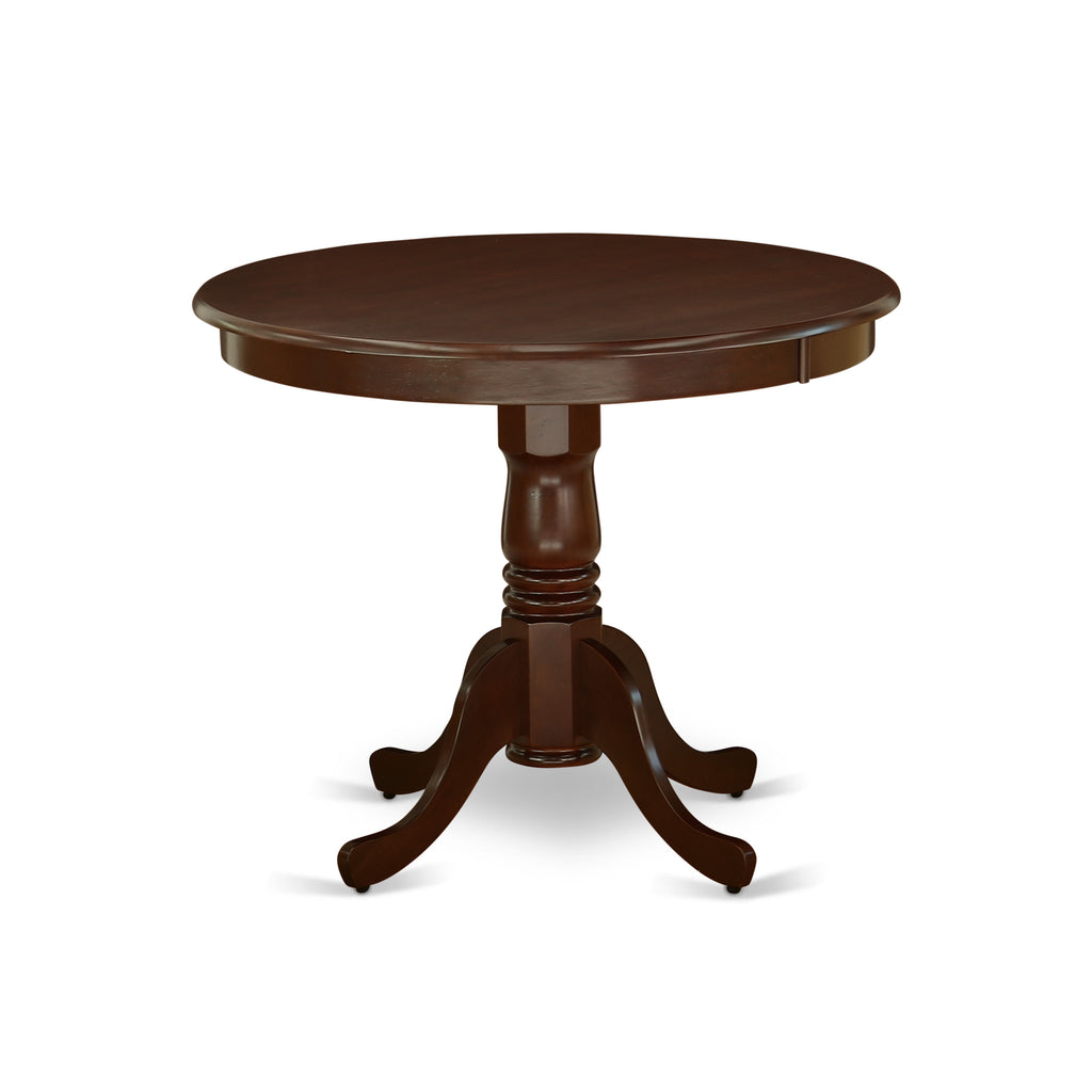 East West Furniture ANIP5-MAH-W 5 Piece Kitchen Table & Chairs Set Includes a Round Dining Room Table with Pedestal and 4 Dining Room Chairs, 36x36 Inch, Mahogany