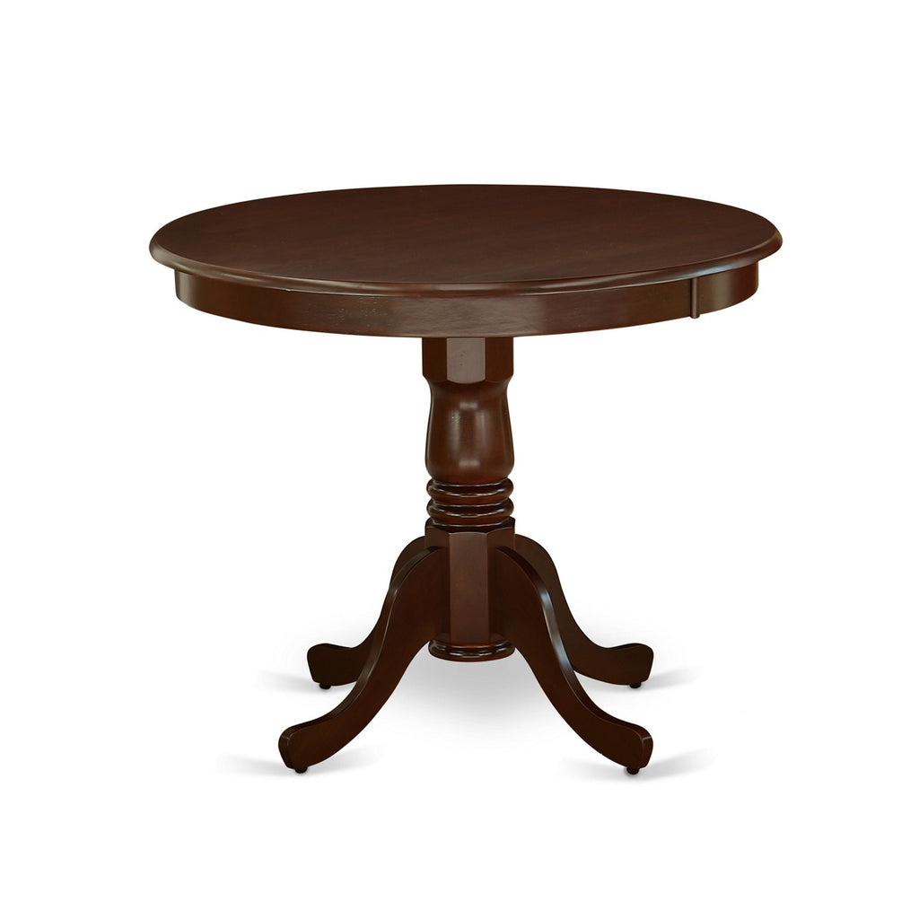 East West Furniture ANDU3-MAH-W 3 Piece Dining Set Contains a Round Kitchen Table with Pedestal and 2 Dining Room Chairs, 36x36 Inch, Mahogany