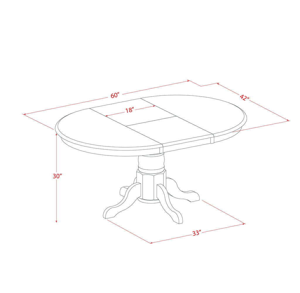 East West Furniture AVBO5-LWH-W 5 Piece Modern Dining Table Set Includes an Oval Wooden Table with Butterfly Leaf and 4 Dining Room Chairs, 42x60 Inch, Linen White