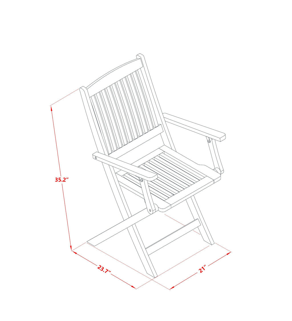 East West Furniture CMCM72CANA 7 Piece Patio Dining Set Consist of a Rectangle Outdoor Acacia Wood Table and 2 Folding Arm Chairs with 4 Side Chairs, 36x66 Inch, Natural Oil