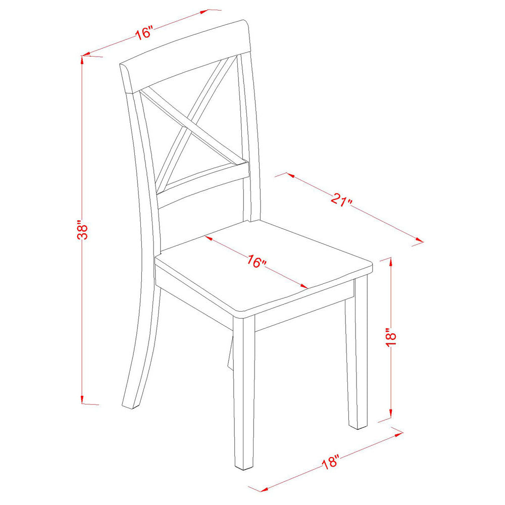 East West Furniture BOC-WHI-W Boston Dining Room Chairs - Cross Back Solid Wood Seat Chairs, Set of 2, Linen White