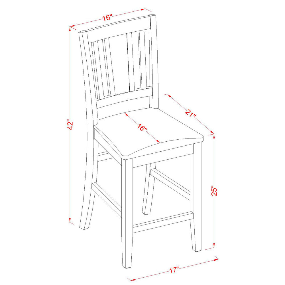 East West Furniture DUBU5H-MAH-LC 5 Piece Counter Height Pub Set Includes a Rectangle Dining Table and 4 Faux Leather Dining Room Chairs, 36x60 Inch, Mahogany