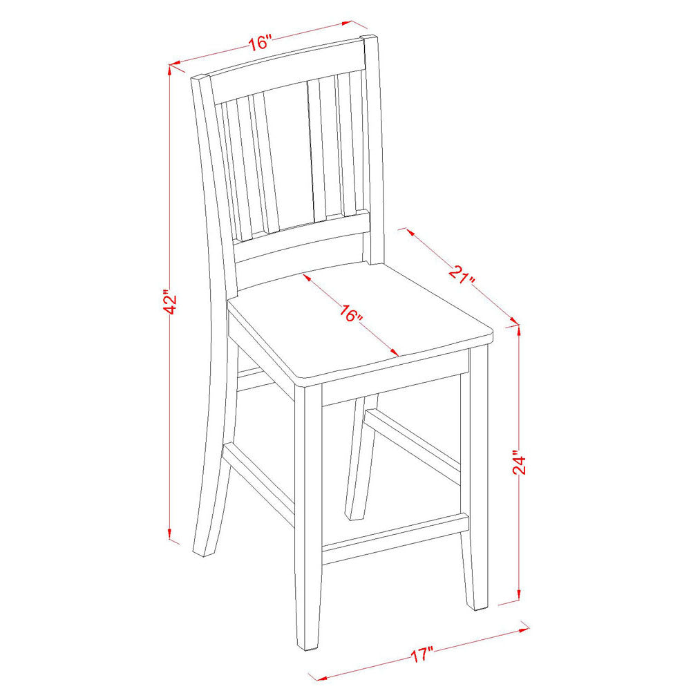 East West Furniture DUBU7H-MAH-W 7 Piece Counter Height Dining Set Consist of a Rectangle Kitchen Table and 6 Dining Room Chairs, 36x60 Inch, Mahogany