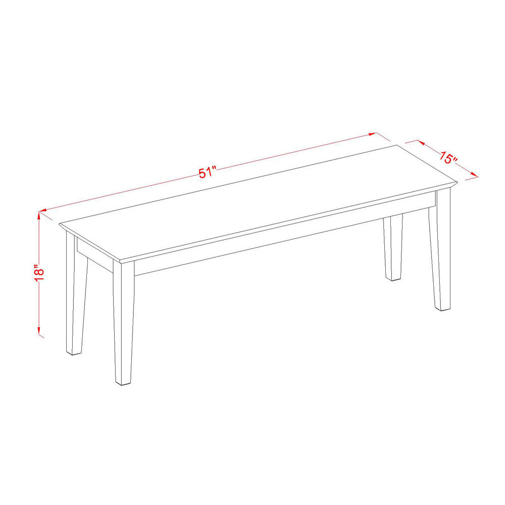 WEDA6-LWH-W 6Pc Dining Set - 42x60" Rectangular Table, 4 Dining Chairs and a Bench - Linen White Color