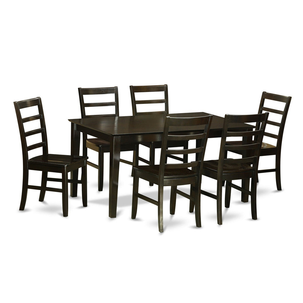 East West Furniture CAPF7-CAP-W 7 Piece Dining Table Set Consist of a Rectangle Wooden Table and 6 Dining Room Chairs, 36x60 Inch, Cappuccino