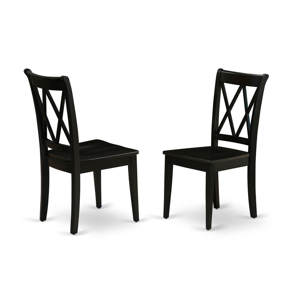 East West Furniture LGCL5-BLK-W 5 Piece Kitchen Table & Chairs Set Includes a Rectangle Dining Room Table with Butterfly Leaf and 4 Solid Wood Seat Chairs, 42x84 Inch, Black