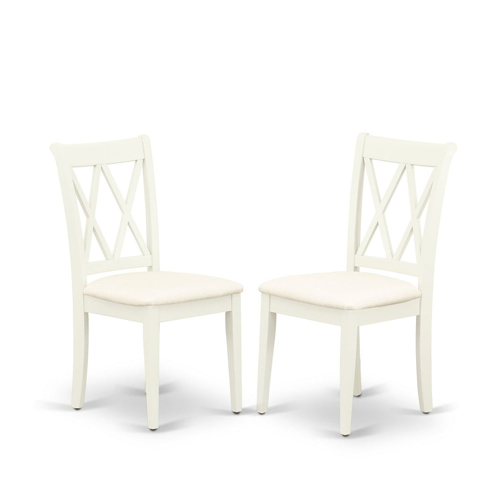 East West Furniture DOCL5-LWH-C 5 Piece Dinette Set for 4 Includes a Rectangle Dining Table with Butterfly Leaf and 4 Linen Fabric Dining Room Chairs, 42x78 Inch, Linen White