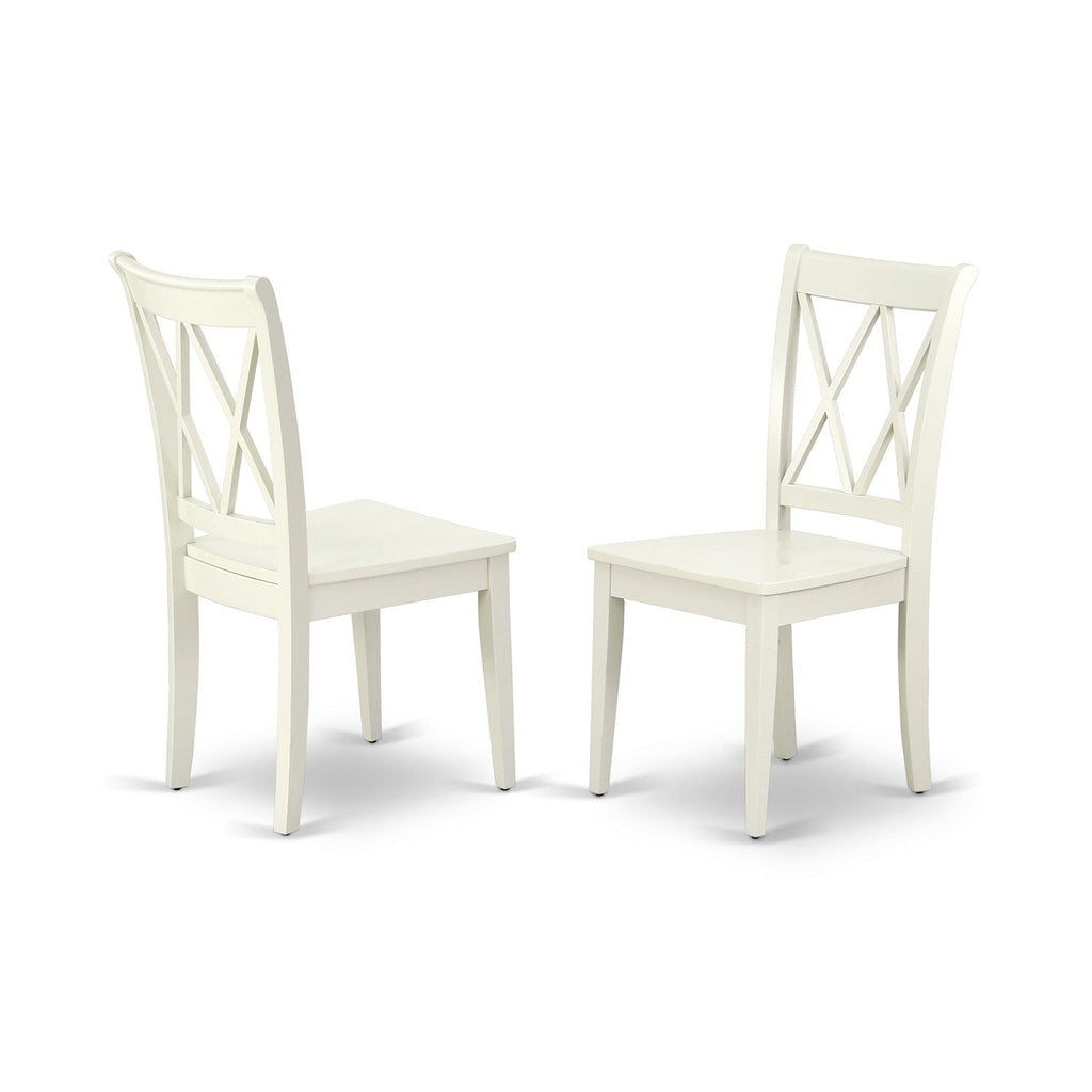 East West Furniture HBCL3-LWH-W 3 Piece Dinette Set for Small Spaces Contains a Round Dining Table with Pedestal and 2 Dining Chairs, 42x42 Inch, Linen White