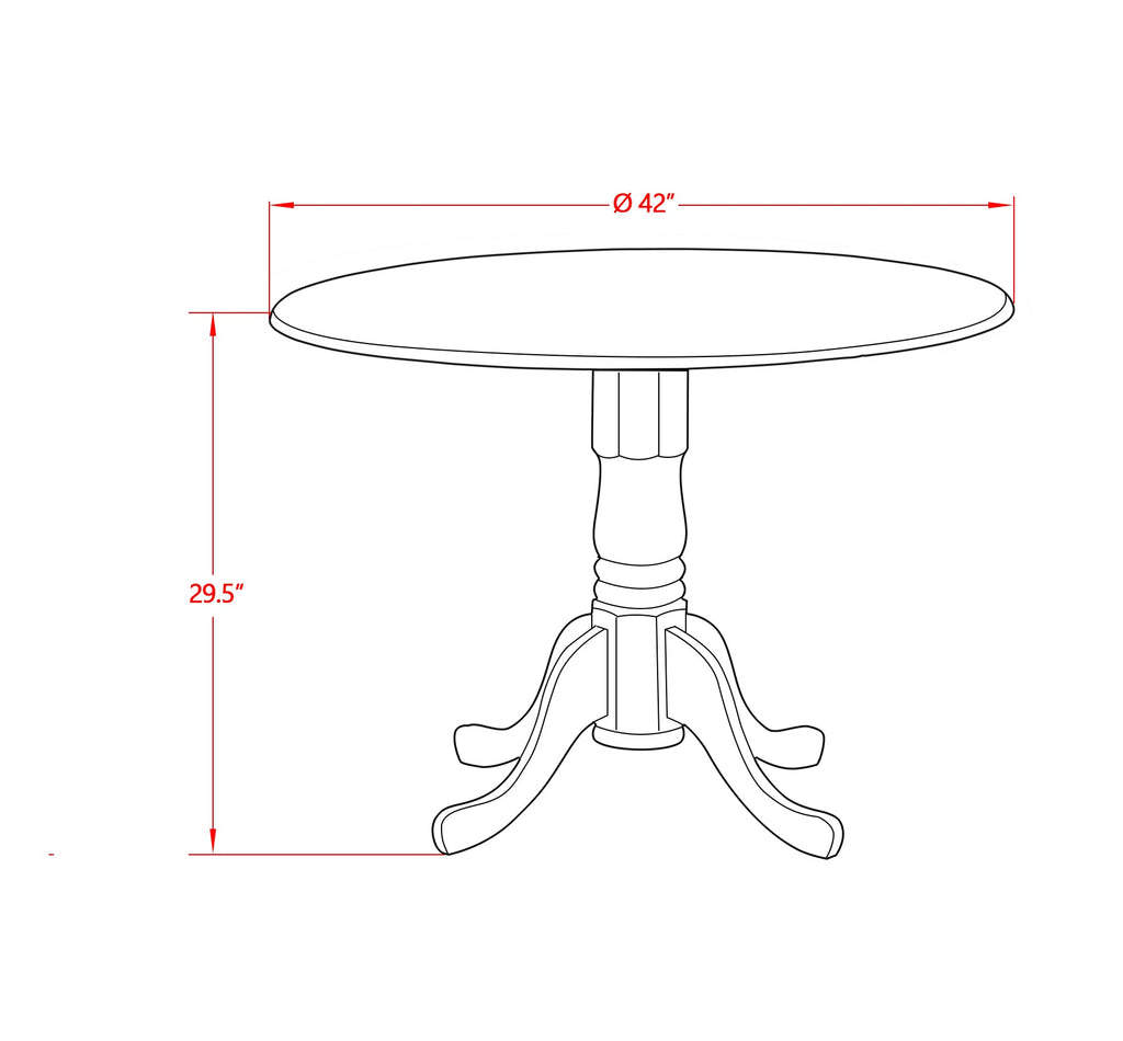 East West Furniture DMGR3-OAK-W 3 Piece Modern Dining Table Set Contains a Round Wooden Table with Dropleaf and 2 Kitchen Dining Chairs, 42x42 Inch, Oak