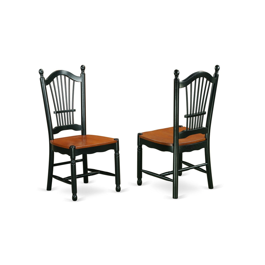 East West Furniture DOVE5-BCH-W 5 Piece Kitchen Table & Chairs Set Includes a Rectangle Dining Room Table with Butterfly Leaf and 4 Dining Chairs, 42x78 Inch, Black & Cherry