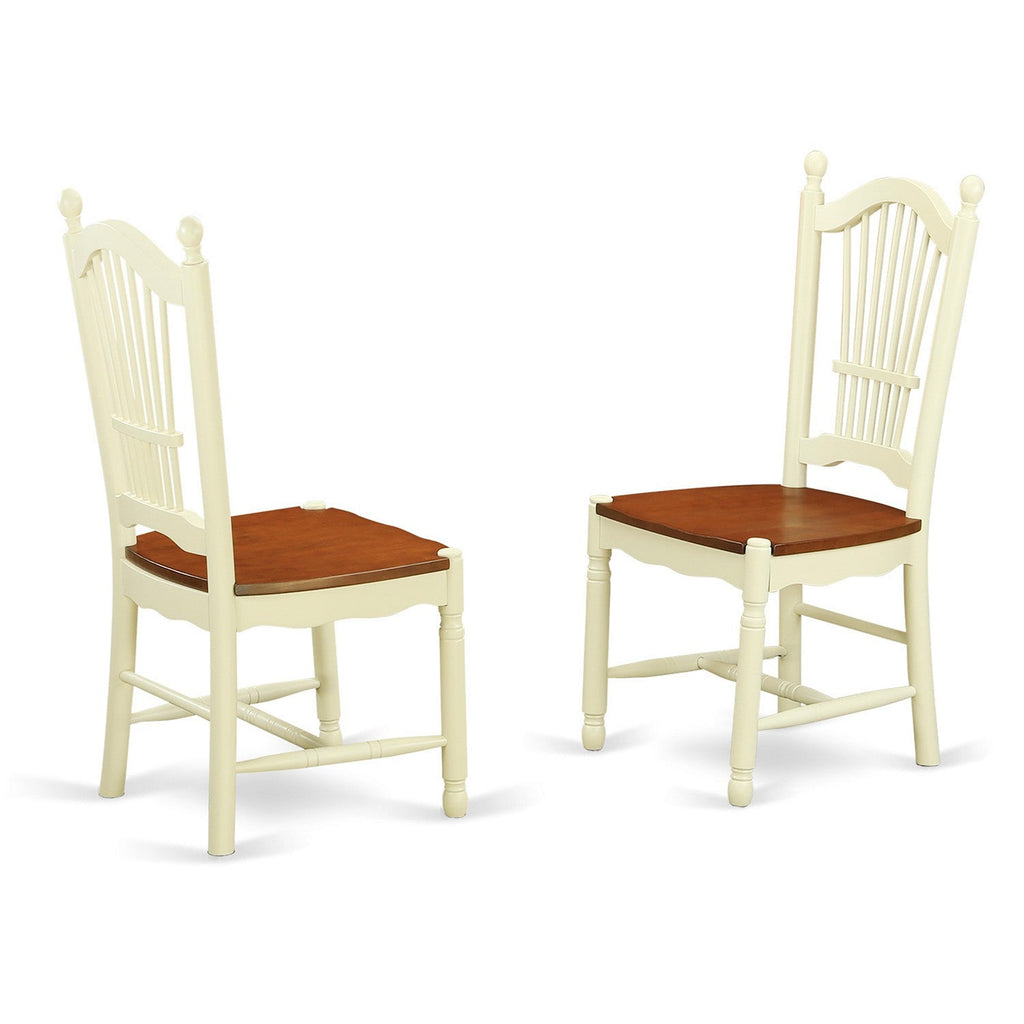 East West Furniture PLDO9-WHI-W 9 Piece Dining Room Furniture Set Includes an Oval Kitchen Table with Butterfly Leaf and 8 Dining Chairs, 42x78 Inch, Buttermilk & Cherry