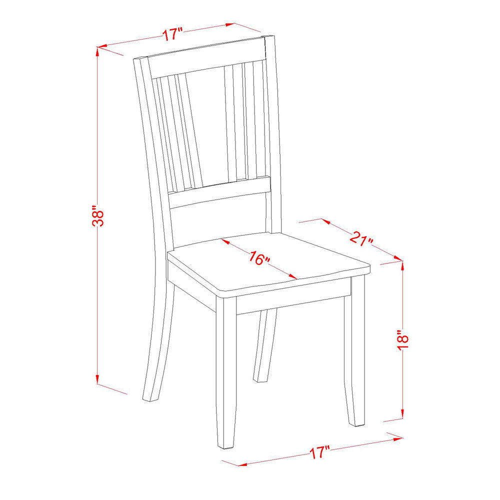 East West Furniture DUDL6-MAH-W 6 Piece Dining Set Contains a Rectangle Solid Wood Table and 4 Kitchen Chairs with a Bench, 36x60 Inch, Mahogany