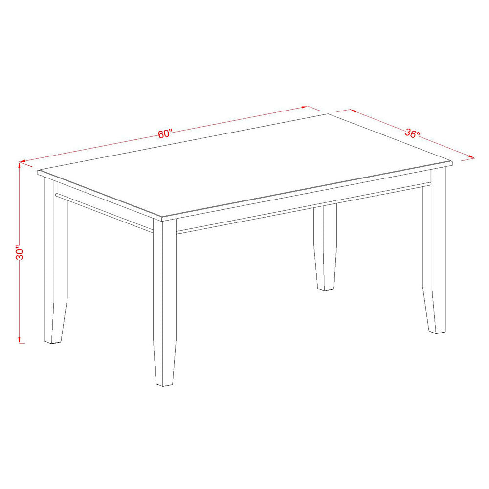 East West Furniture DUDL5-MAH-W 5 Piece Kitchen Table & Chairs Set Includes a Rectangle Dining Room Table and 4 Solid Wood Seat Chairs, 36x60 Inch, Mahogany