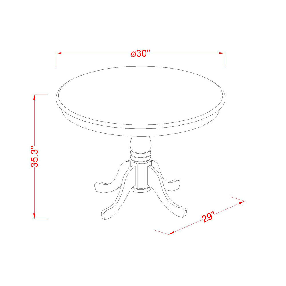 East West Furniture EDCH5-MAH-W 5 Piece Kitchen Counter Height Dining Table Set  Includes a Round Wooden Table with Pedestal and 4 Dining Chairs, 30x30 Inch, Mahogany