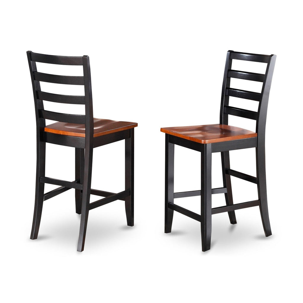 East West Furniture FAIR5-BLK-W 5 Piece Kitchen Counter Height Dining Table Set  Includes a Square Pub Table with Pedestal and 4 Dining Room Chairs, 54x54 Inch, Black & Cherry