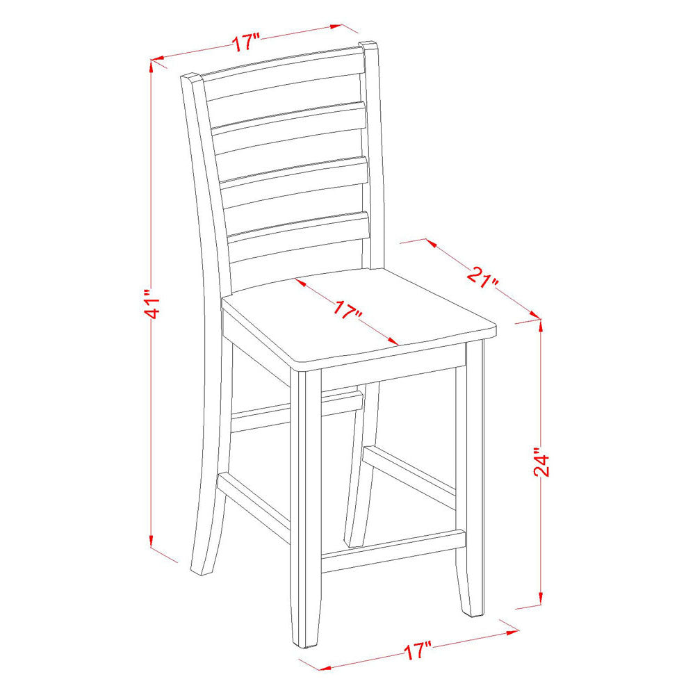 East West Furniture FAIR5-CAP-W 5 Piece Counter Height Dining Set Includes a Square Dining Table with Pedestal and 4 Kitchen Chairs, 54x54 Inch, Cappuccino