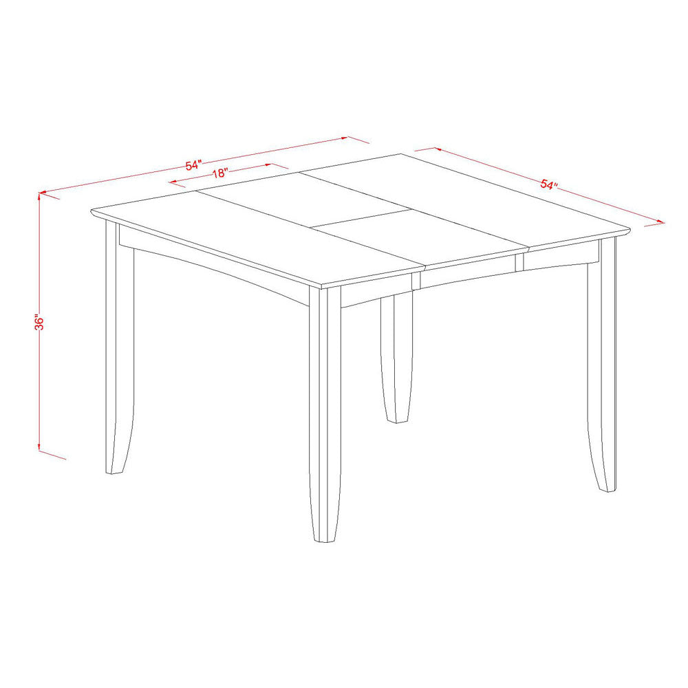 East West Furniture FAIR5-CAP-W 5 Piece Counter Height Dining Set Includes a Square Dining Table with Pedestal and 4 Kitchen Chairs, 54x54 Inch, Cappuccino