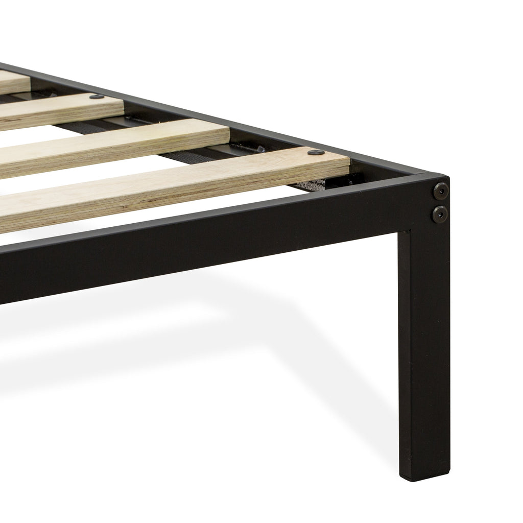 East West Furniture FTQBBLK Fulton Queen Platform Bed with 5 Metal Legs - Magnificent Bed in Powder Coating Black Color