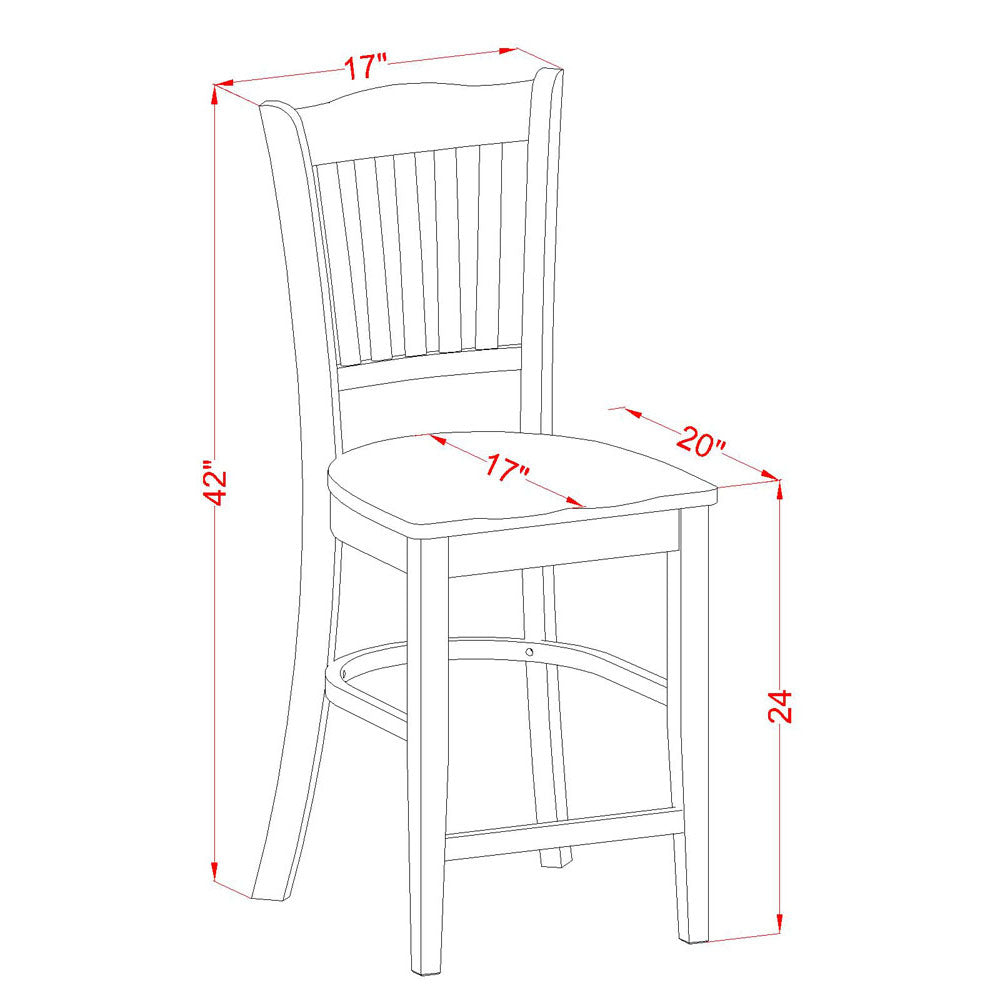 East West Furniture YAGR5-WHI-W 5 Piece Counter Height Pub Set Includes a Rectangle Dining Room Table and 4 Kitchen Chairs, 30x48 Inch, Buttermilk & Cherry