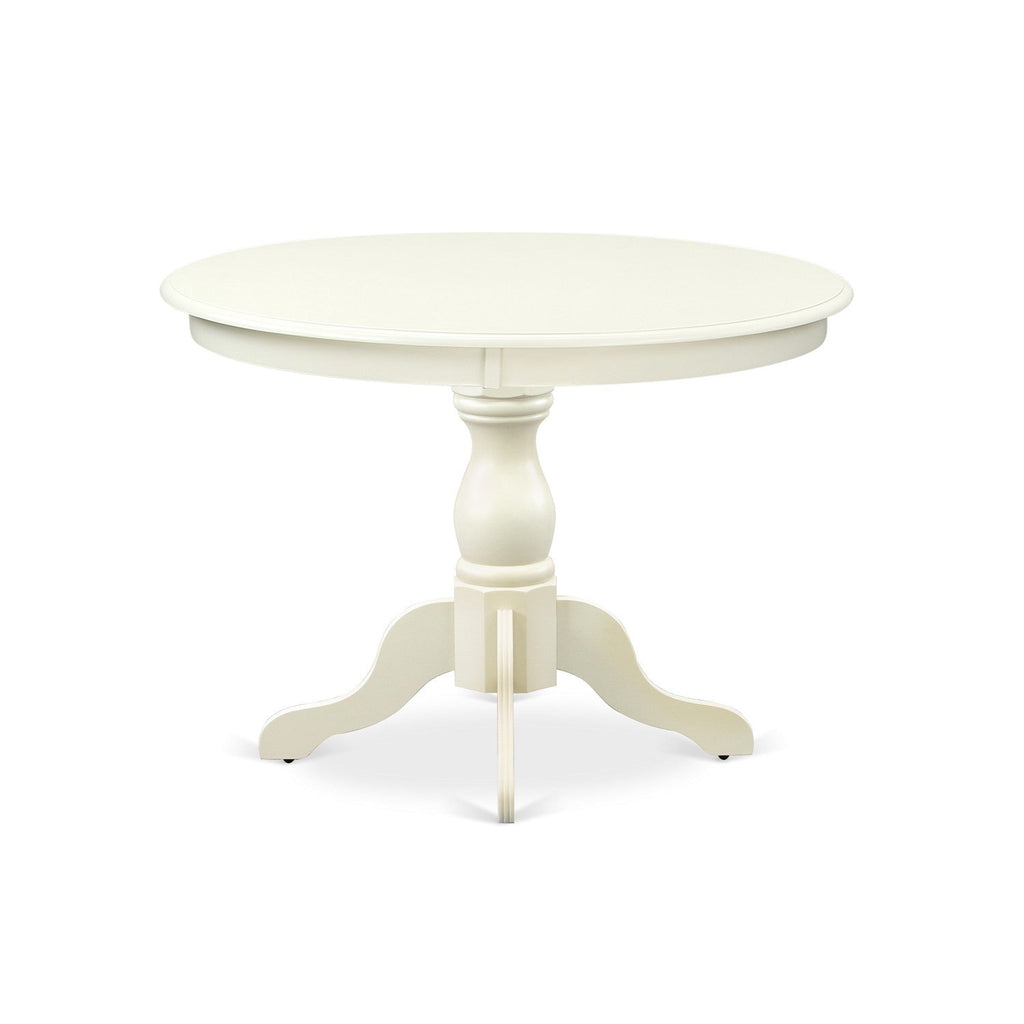 East West Furniture HBT-LWH-TP Hartland Dining Room Table - a Round kitchen Table Top with Pedestal Base, 42x42 Inch, Linen White