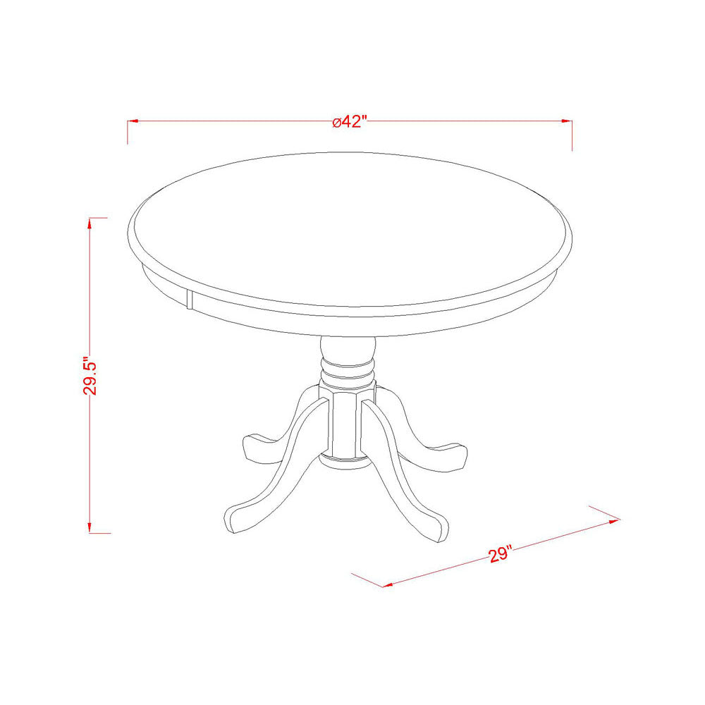 East West Furniture HLWE3-BCH-W 3 Piece Dining Room Table Set  Contains a Round Kitchen Table with Pedestal and 2 Dining Chairs, 42x42 Inch, Black & Cherry