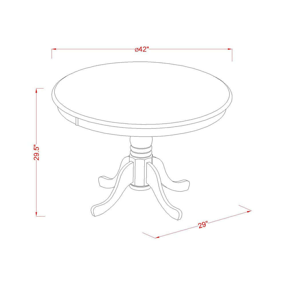 East West Furniture HBMZ3-AWA-32 3 Piece Dinette Set for Small Spaces Includes a Round Kitchen Dining Table and 2 Upholstered Parson Chairs, 42x42 Inch, Antique Walnut