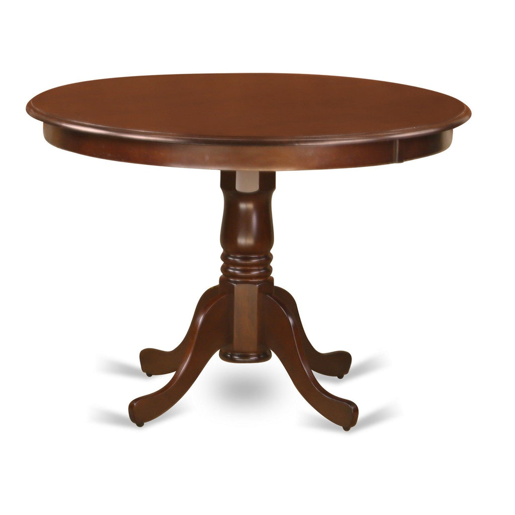 East West Furniture HLCL3-MAH-C 3 Piece Dining Room Furniture Set Contains a Round Kitchen Table with Pedestal and 2 Linen Fabric Upholstered Dining Chairs, 42x42 Inch, Mahogany