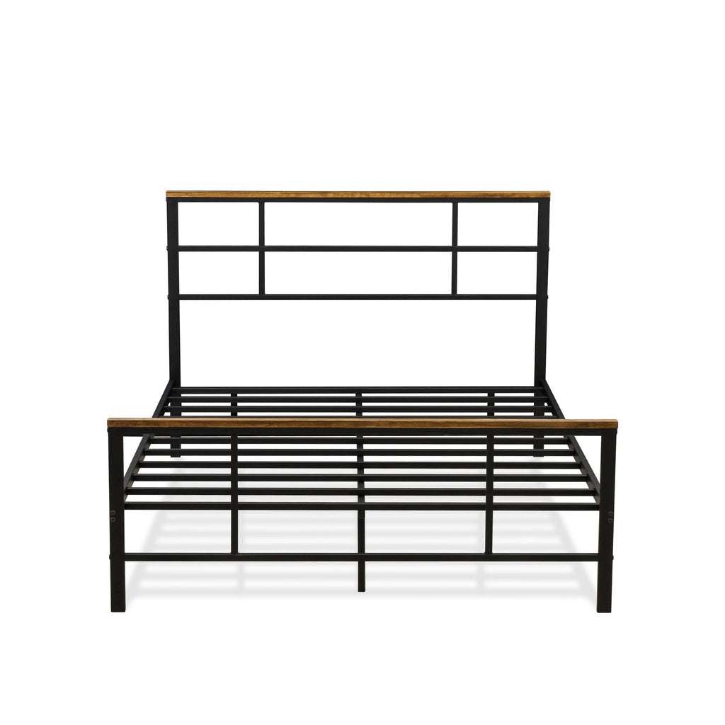 East West Furniture IGFBB04 Ingram Full Size Bed with 7 Metal Legs - Lavish Bed in Powder Coating Black Color